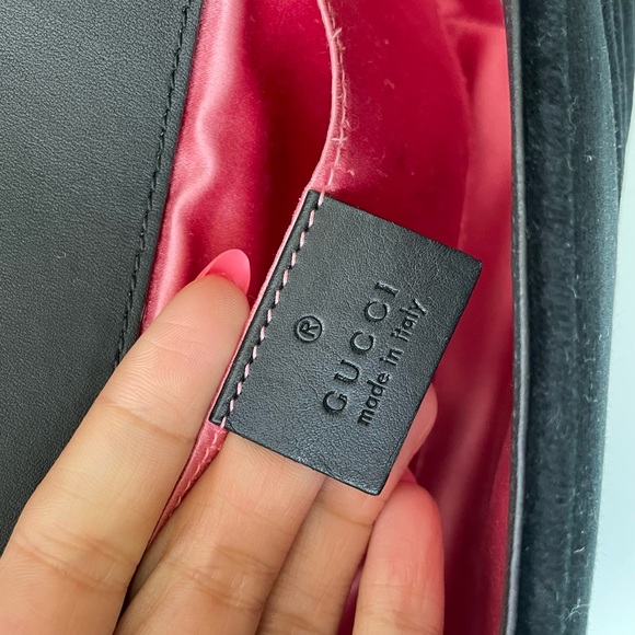 **SOLD**Gucci Velvet Matelasse Mini GG Marmont Shoulder Crossbody Bag Black - Picture 7 of 16